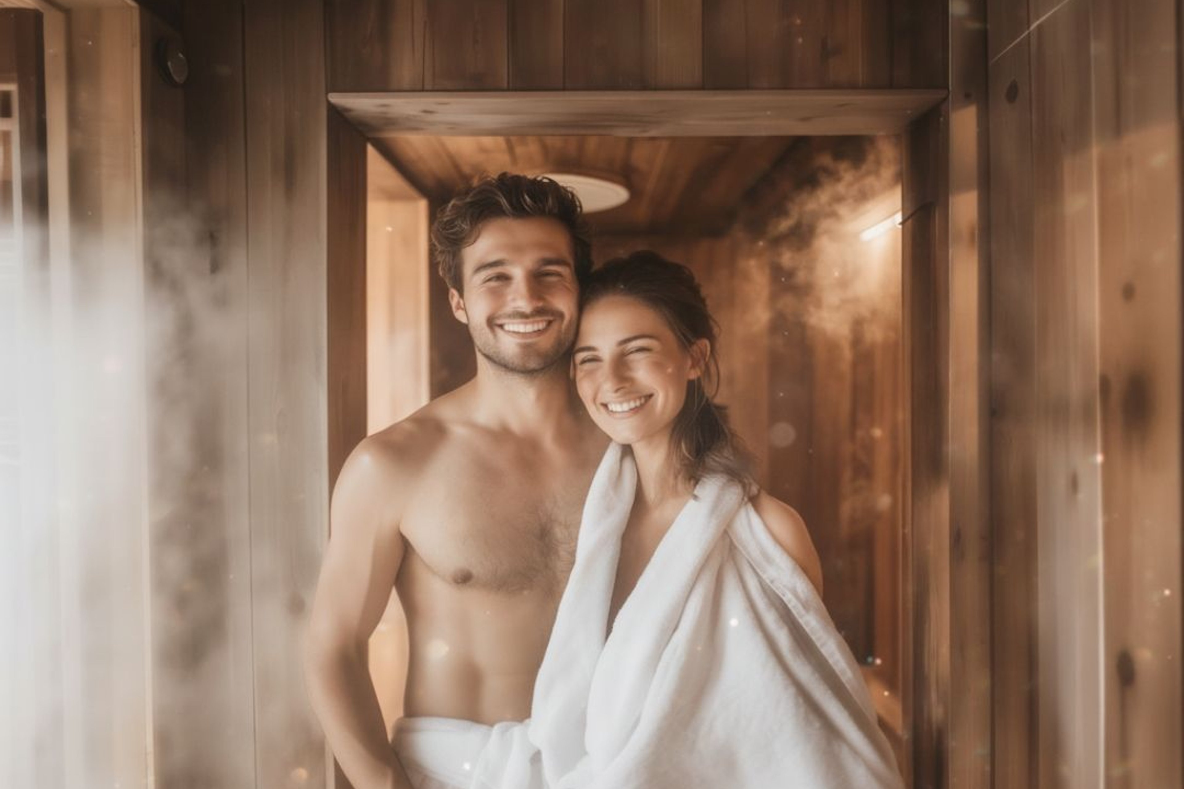 Pärchen in der Sauna zum Saunafestival.