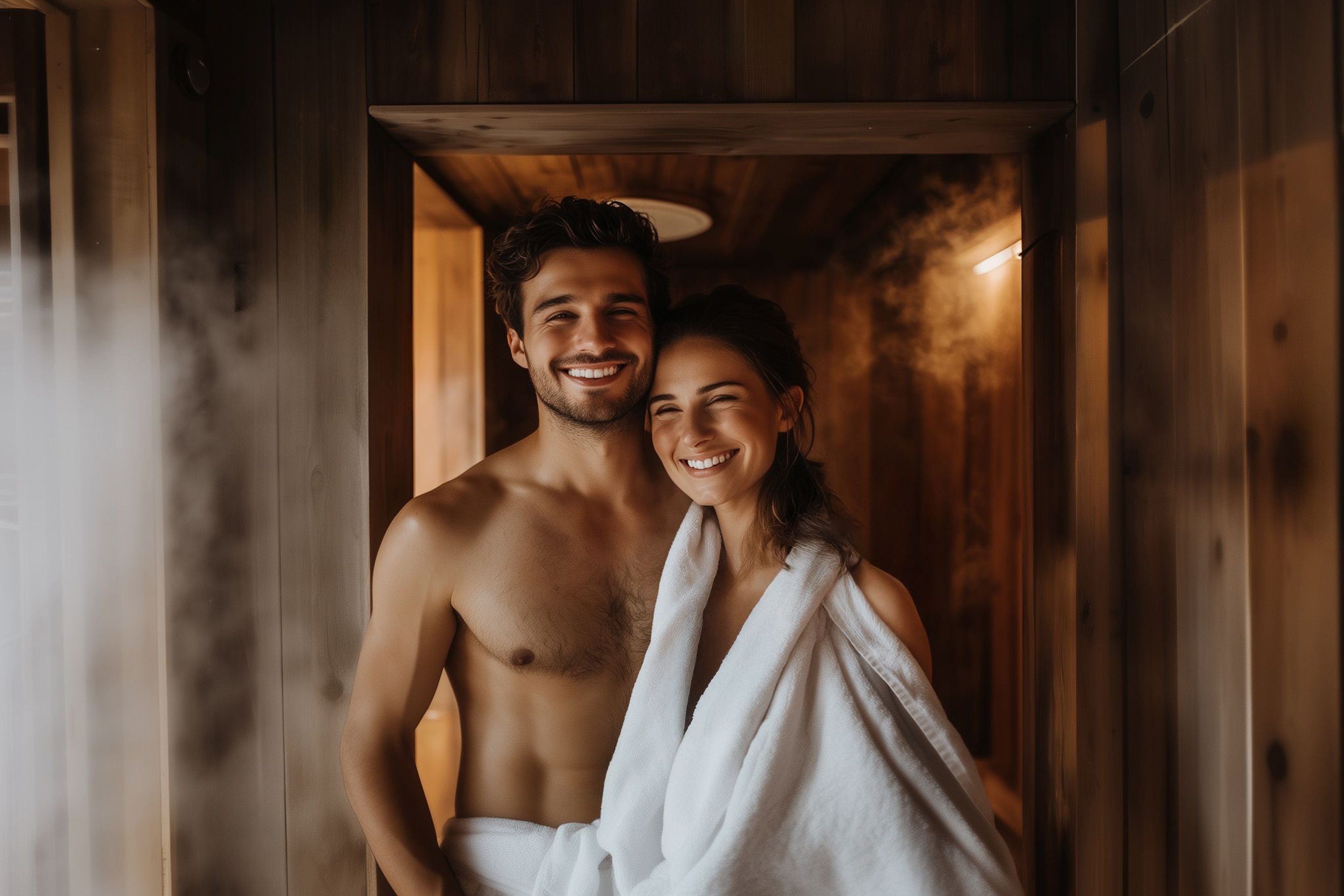 Pärchen in der Sauna zum Saunafestival.