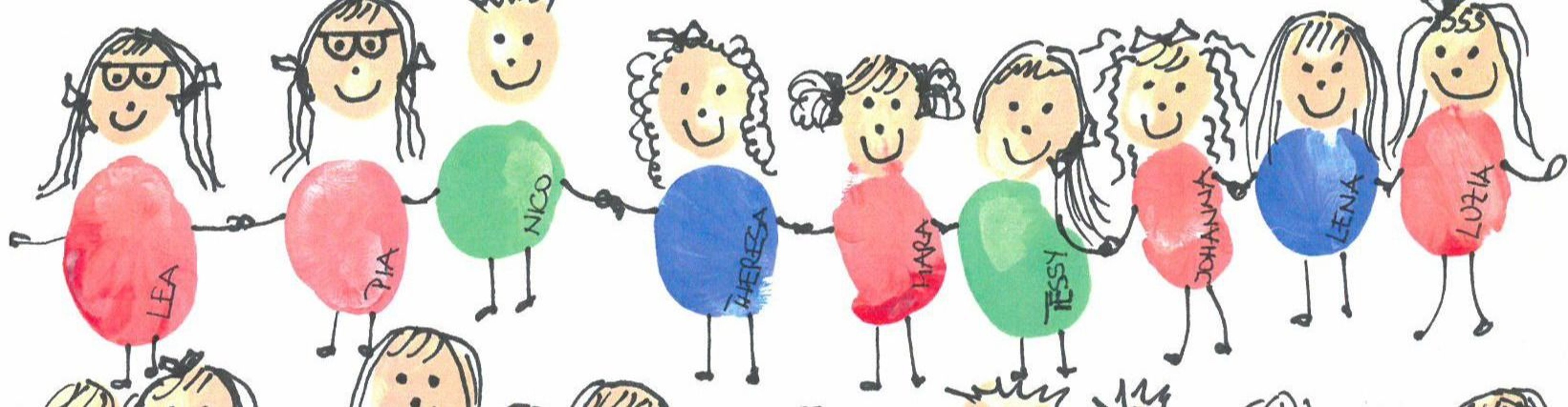 The children from the tourism kindergarten depicted as a drawing.