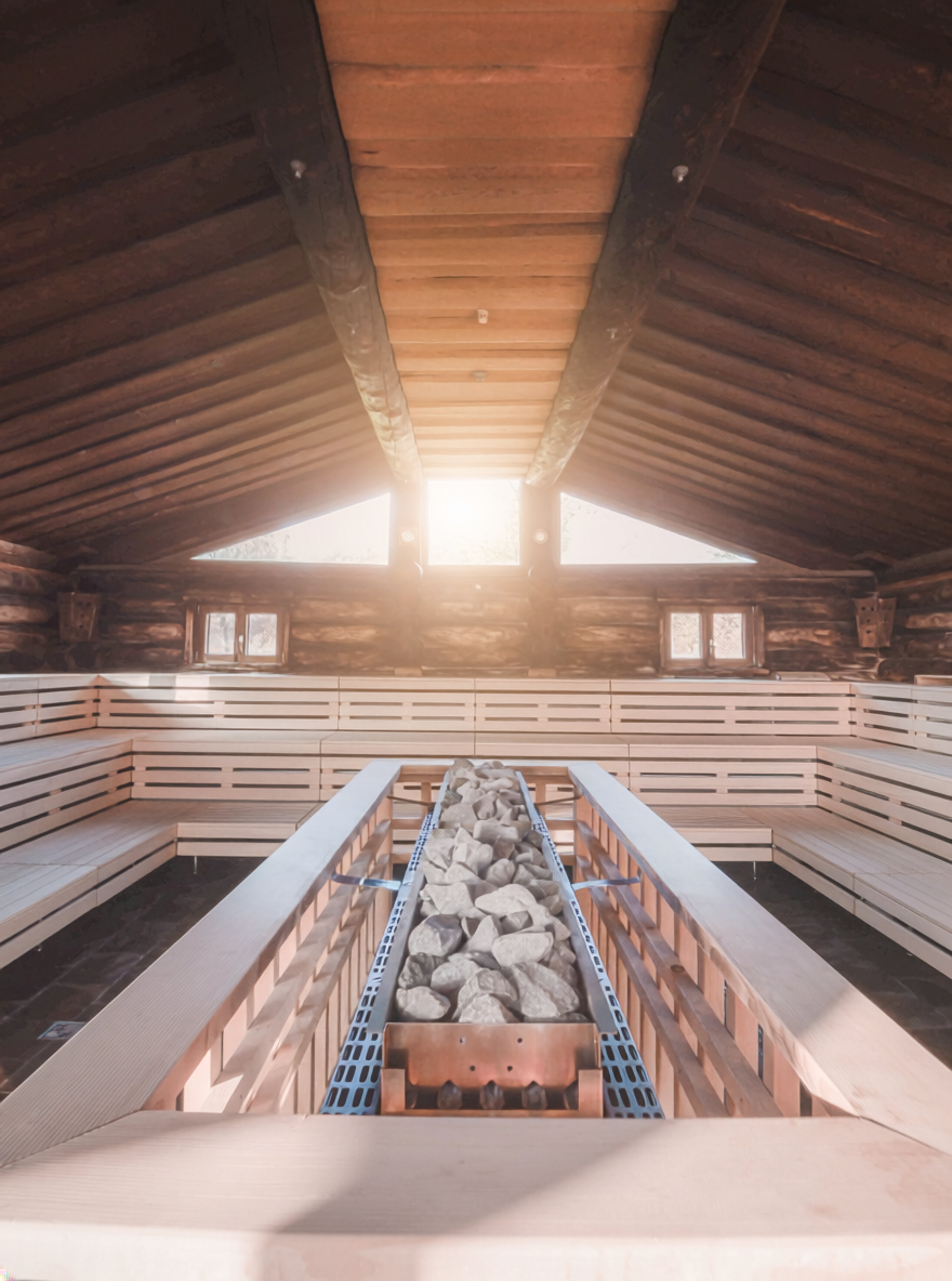 The panoramic sauna from the inside