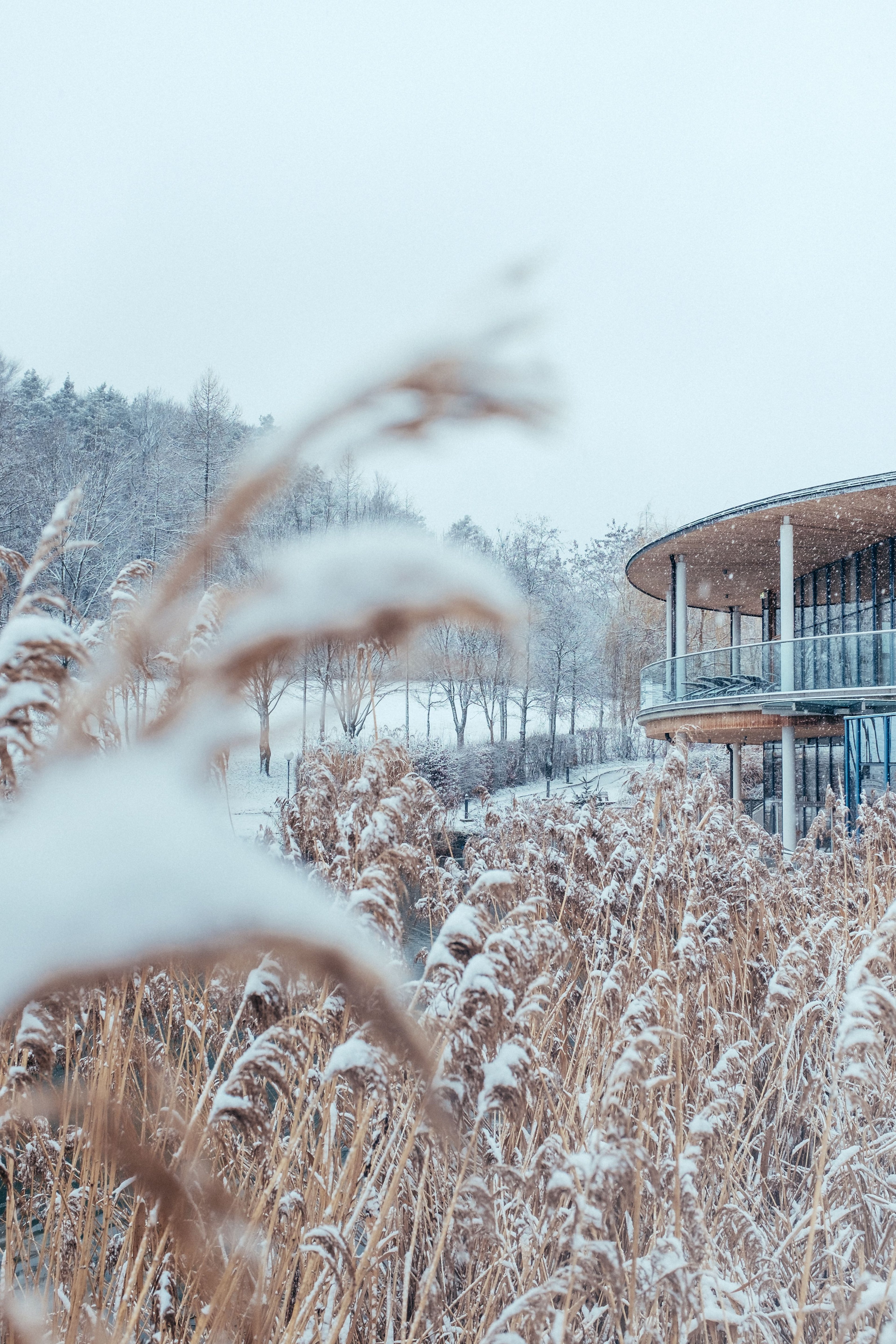 Winterliche Außenansicht vom Schaffelbad.