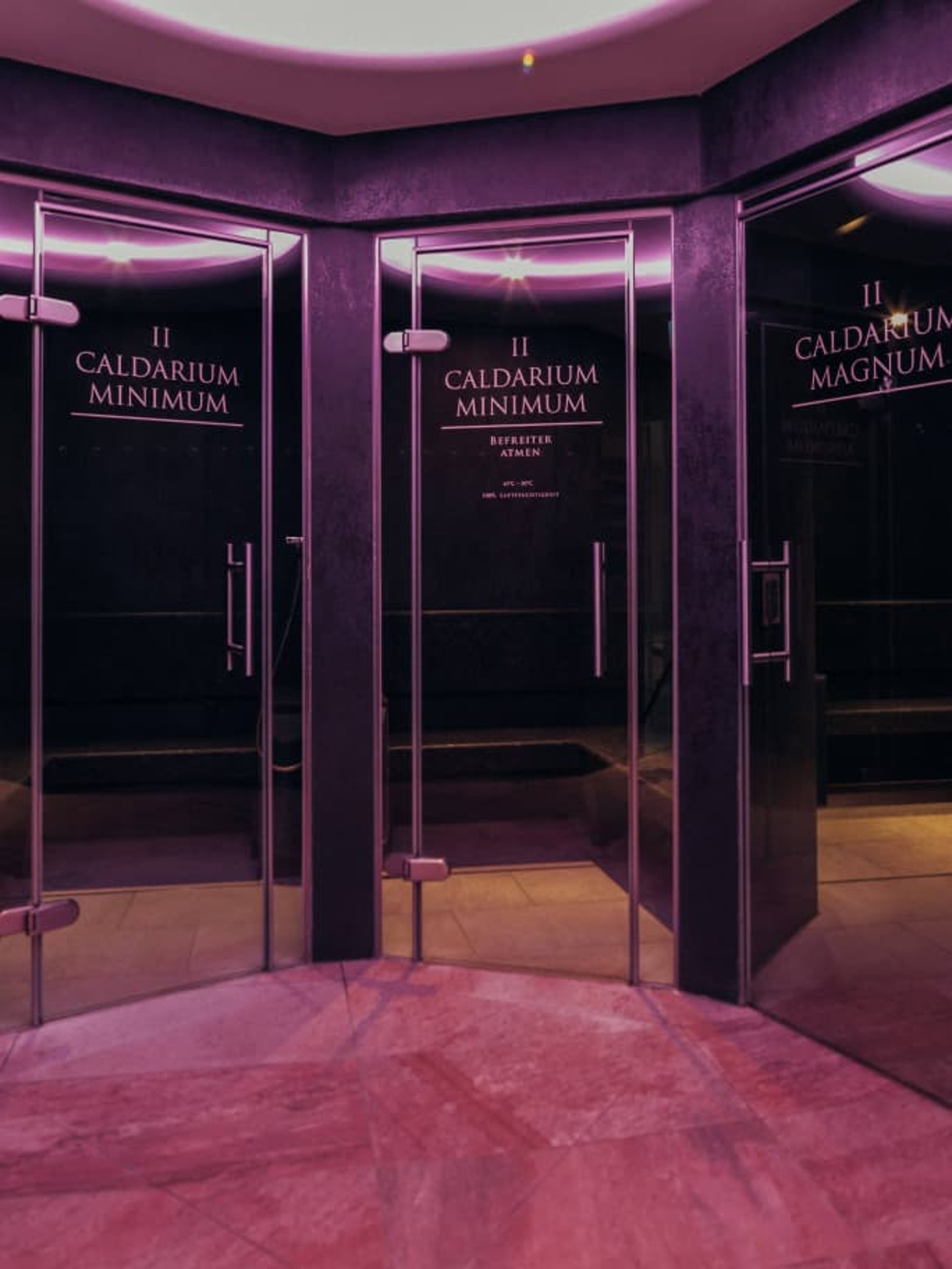 Three glass doors to the caldarium