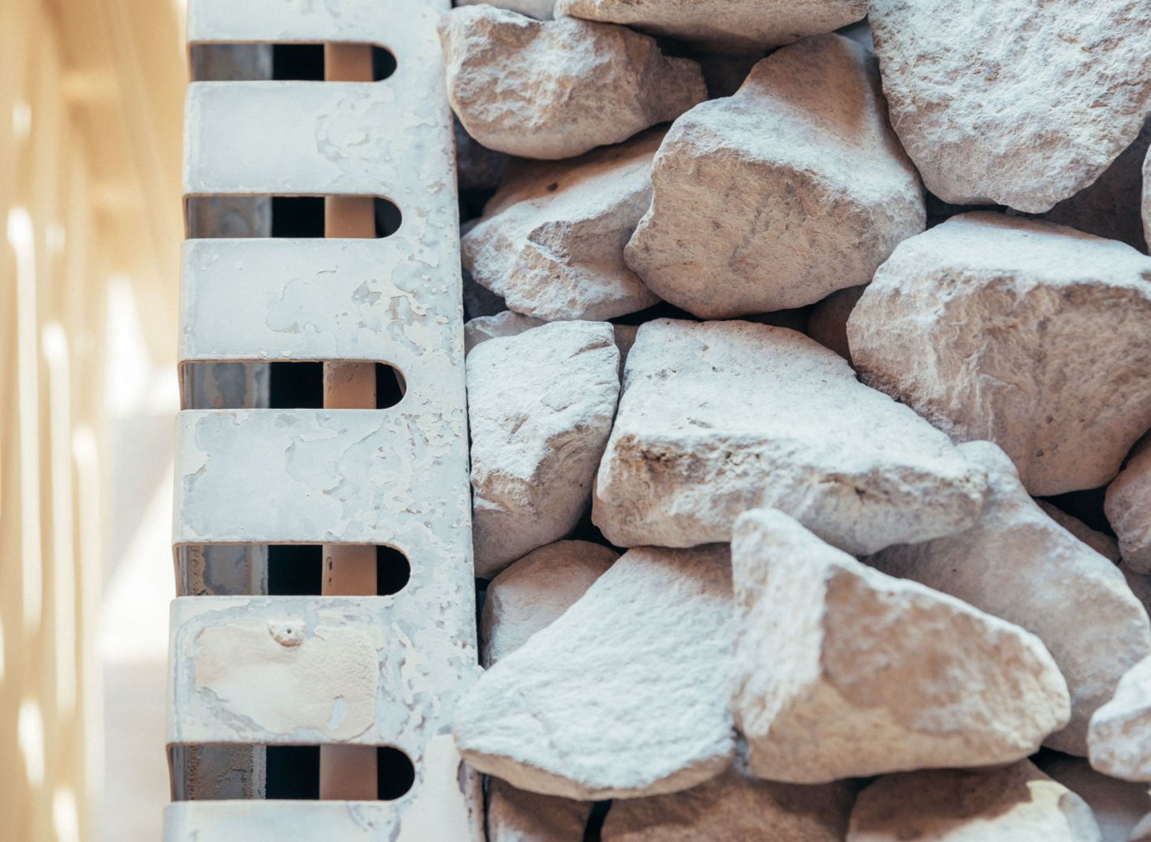 The stones for the infusion in a sauna.