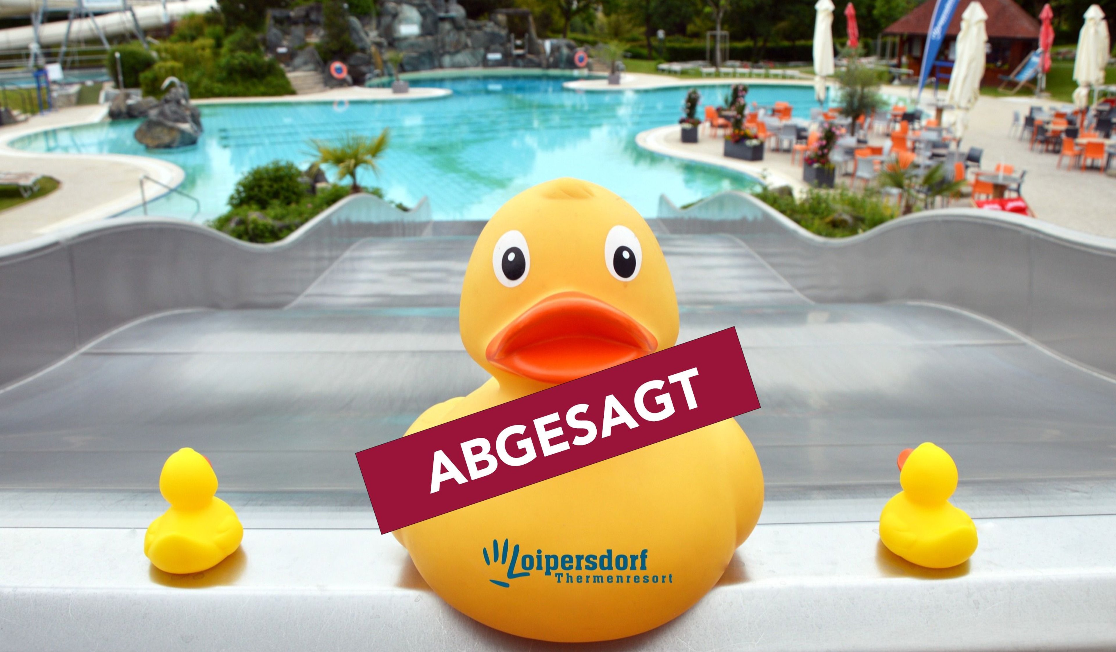 Quietsche Enten mit dem Logo Abgesagt