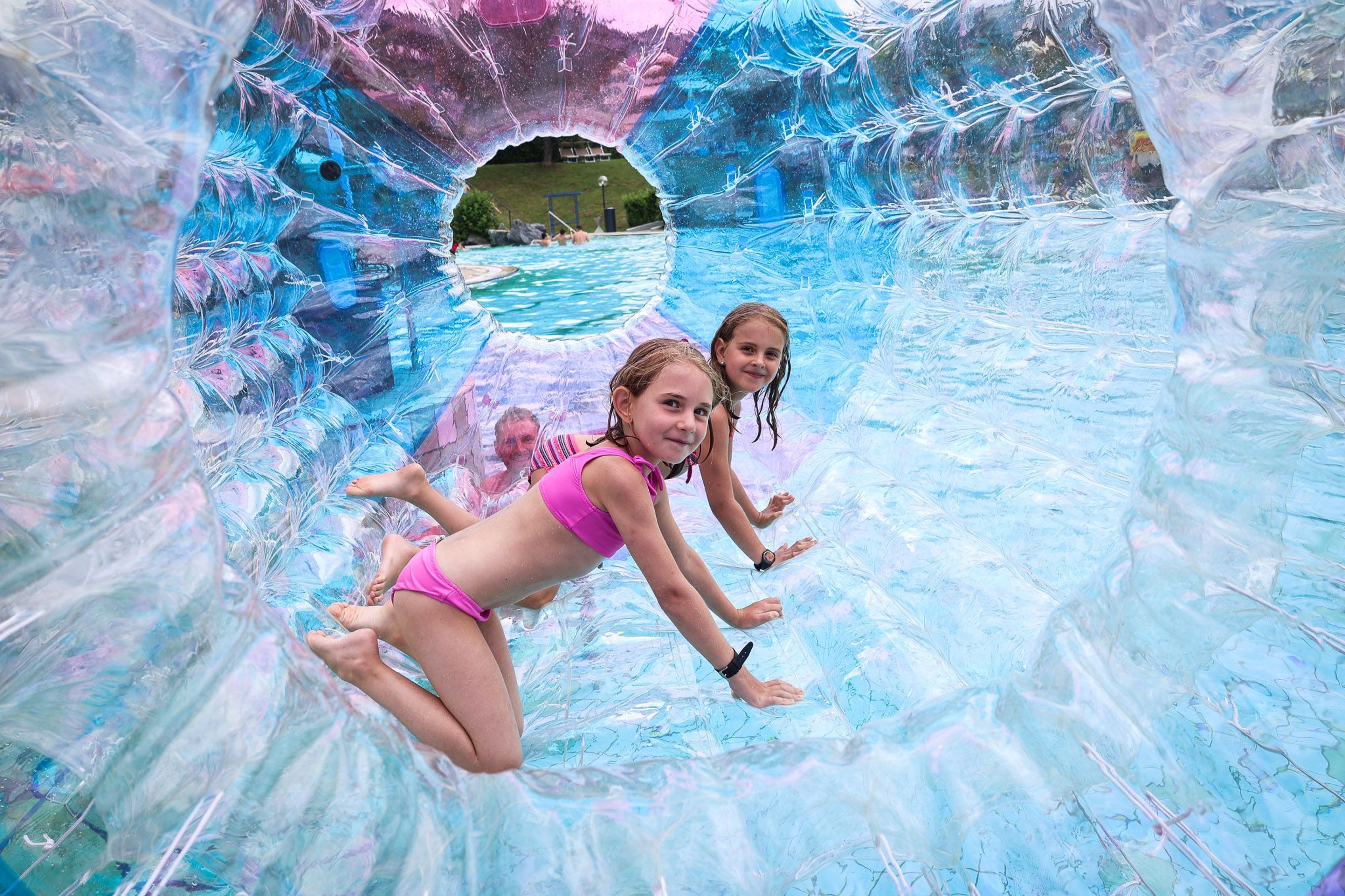 Children in the water wheel