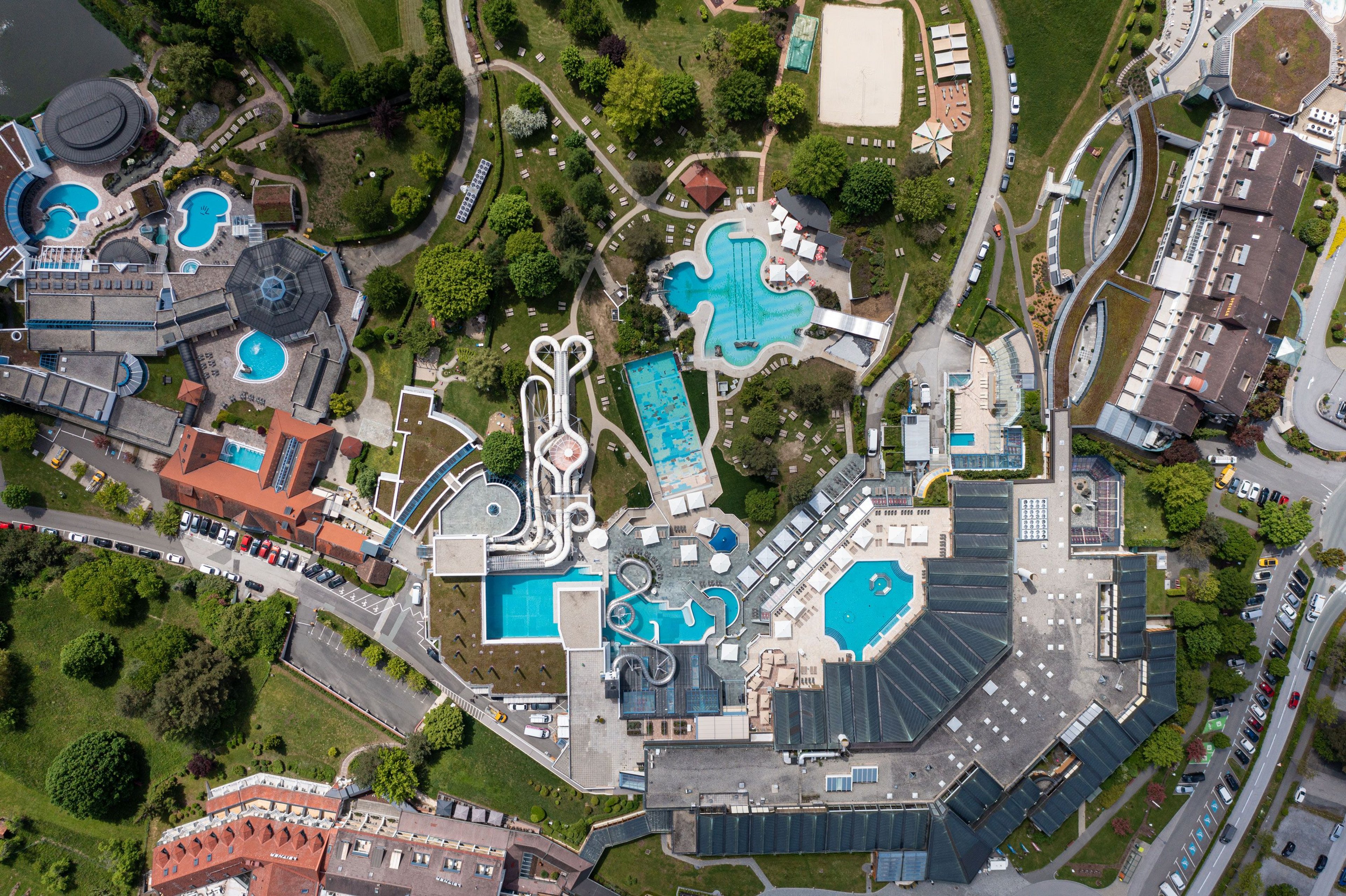 Das gesamte Resort aus der Vogelperspektive