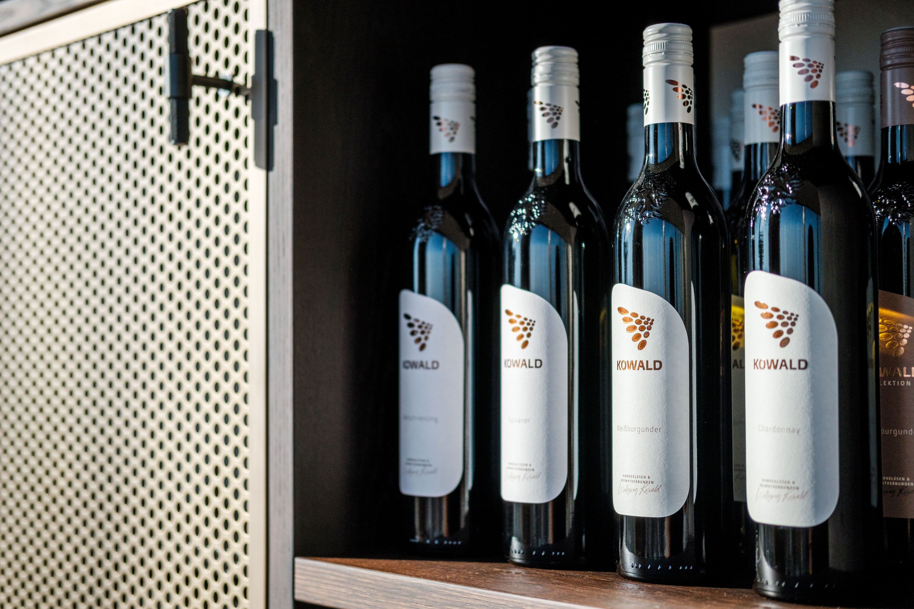 Bottles in the Kowald-Vinotake in Bad Loipersdorf.