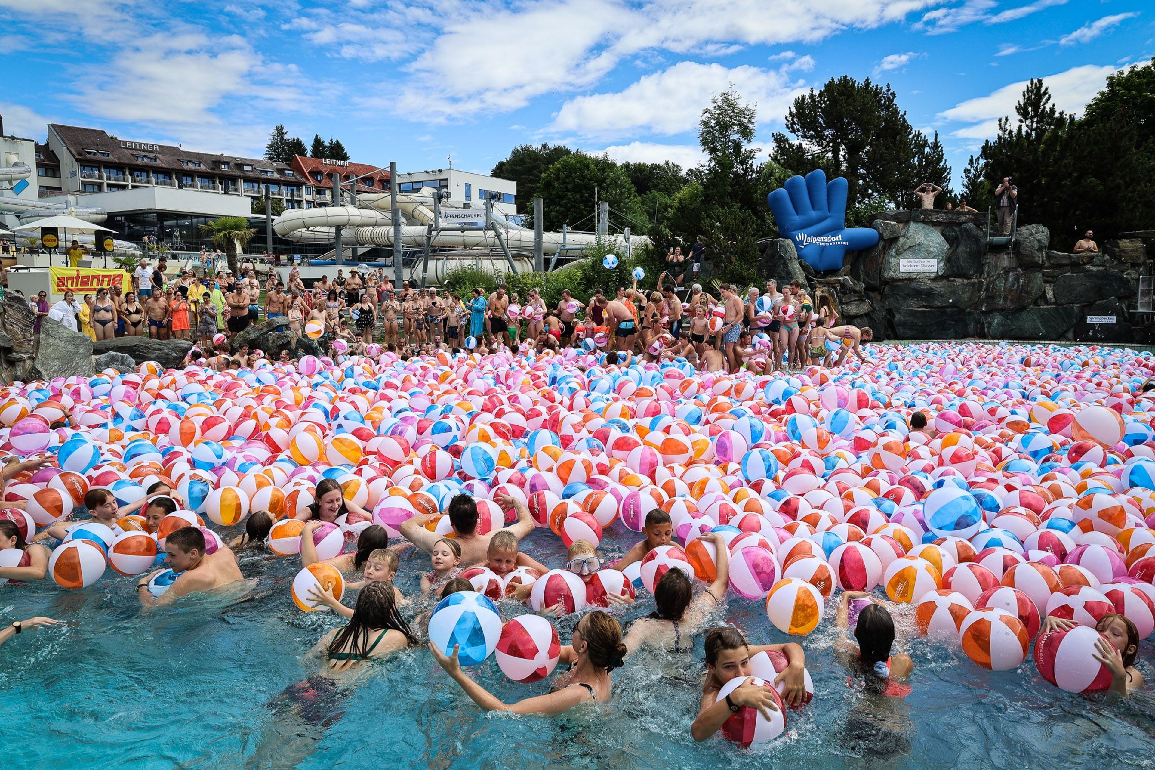 Countless water balls in the Acapulco pool