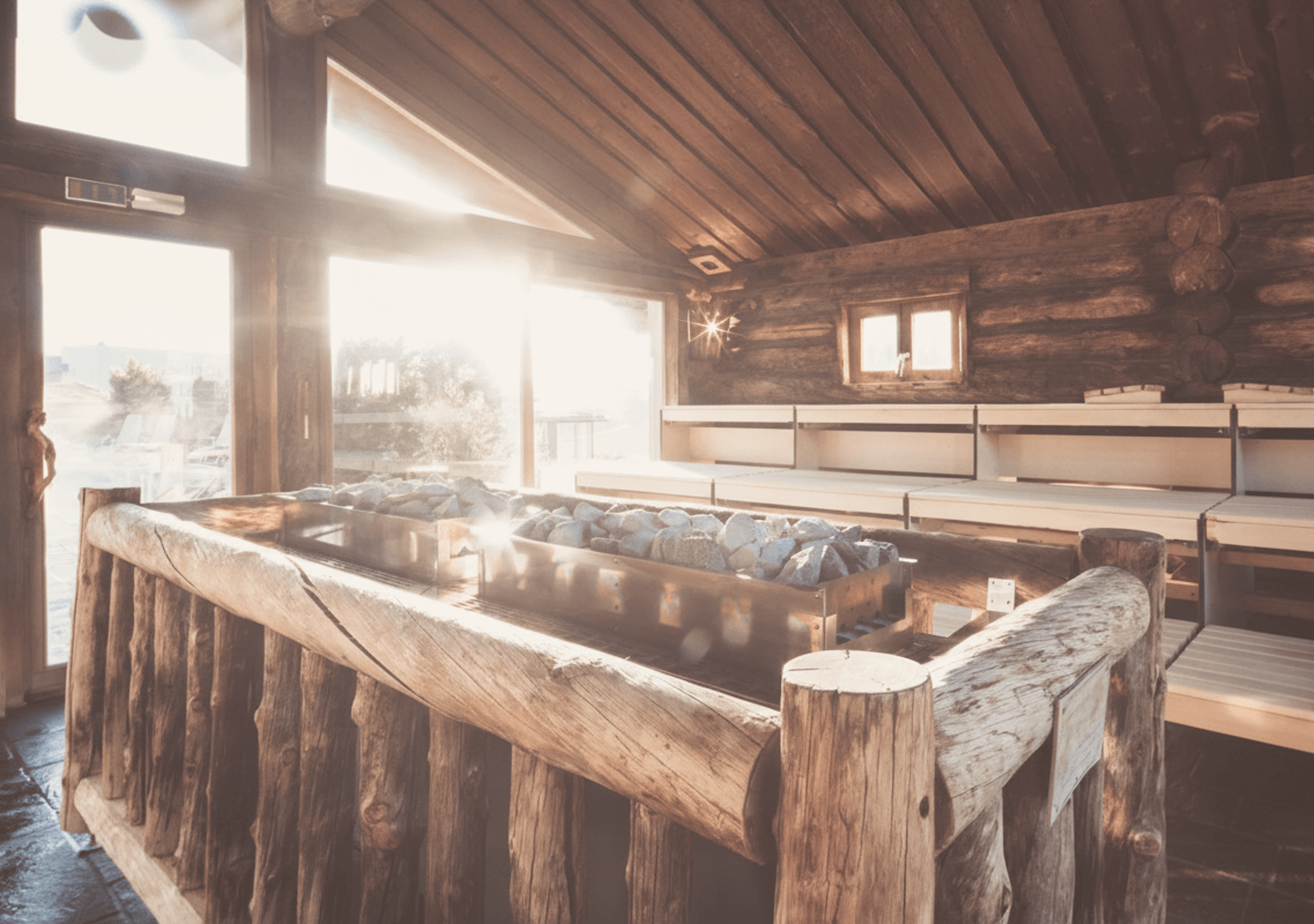 Panorama sauna from the inside.