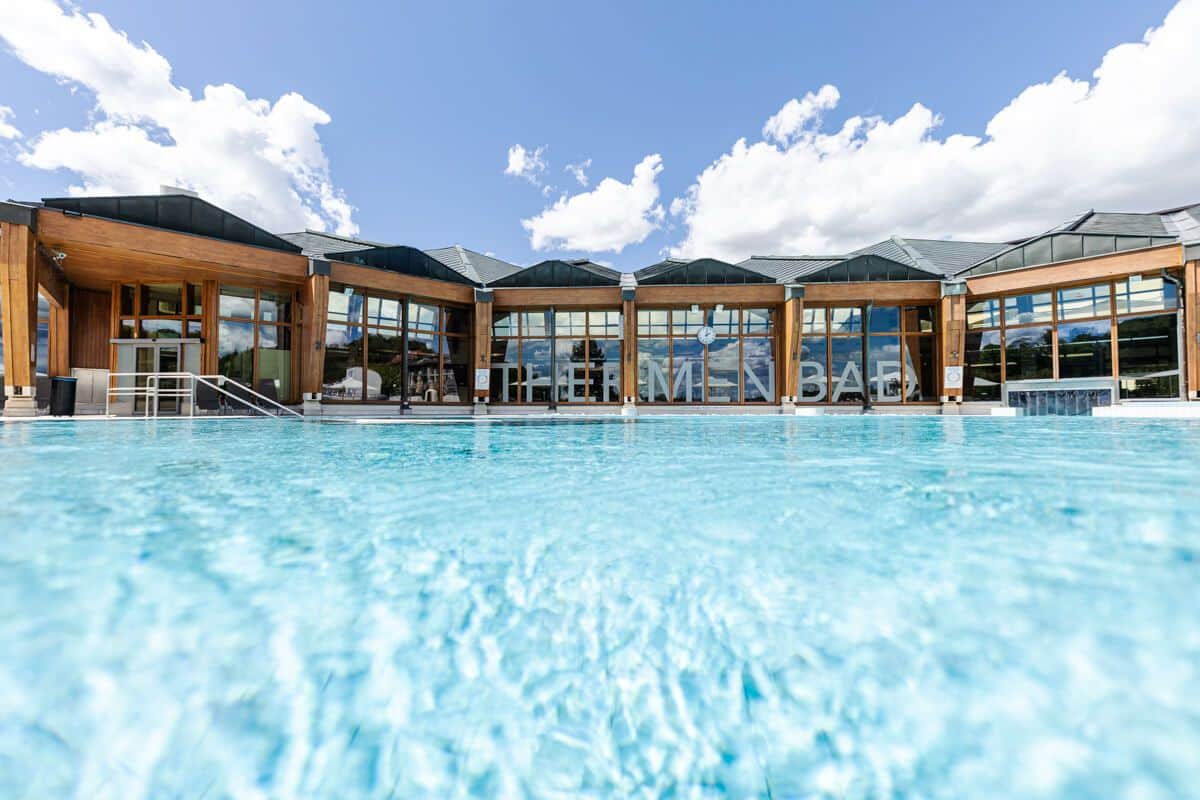 Thermal water in the outdoor thermal pool.