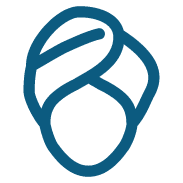 Gesicht mit Haarturban blau