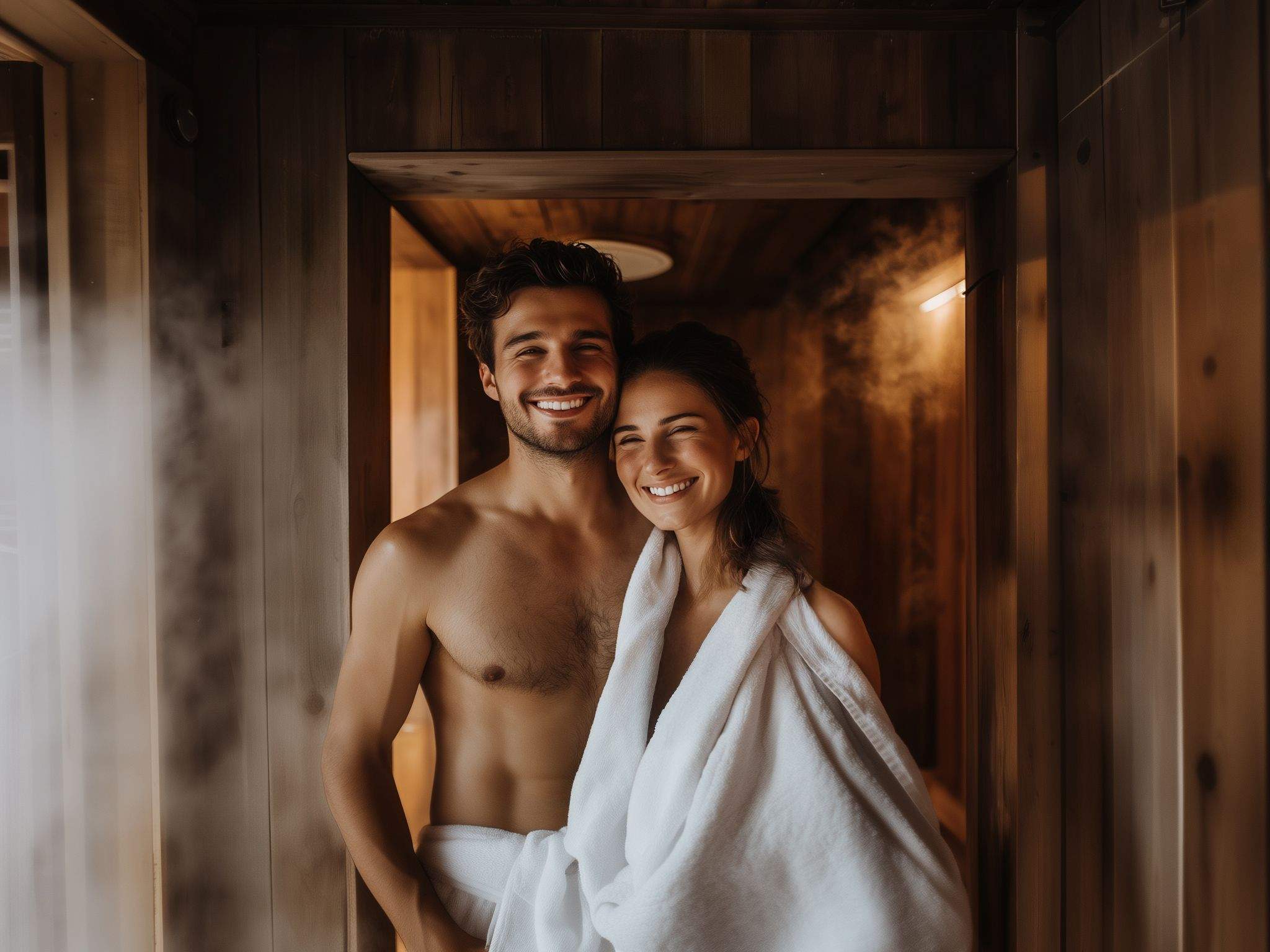 Pärchen in der Sauna zum Saunafestival.