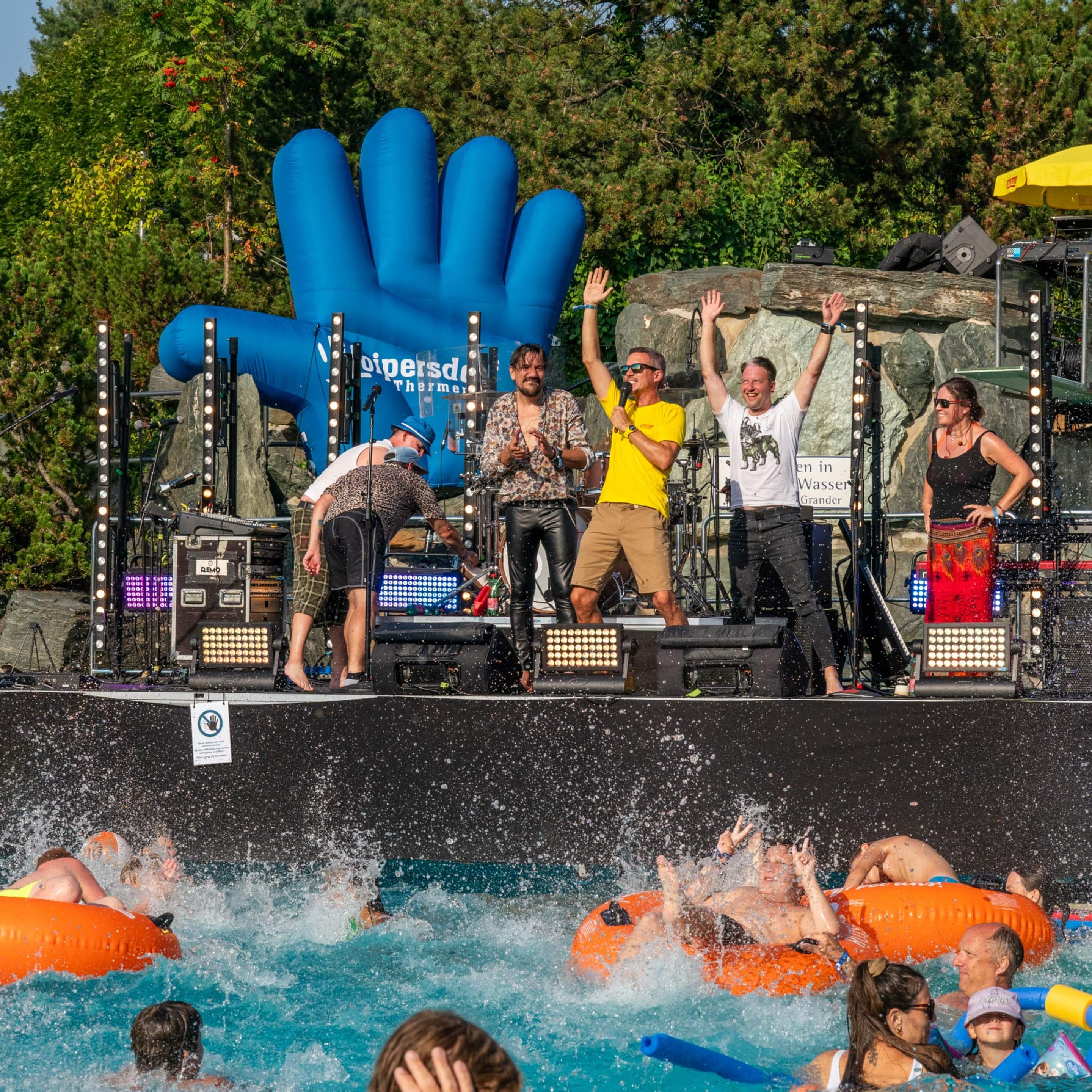 Band “Alle Achtung” gives a concert in the outdoor area