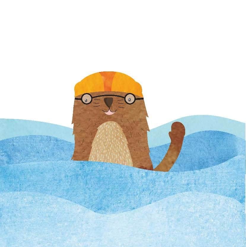 Otto is in the water and waves to you